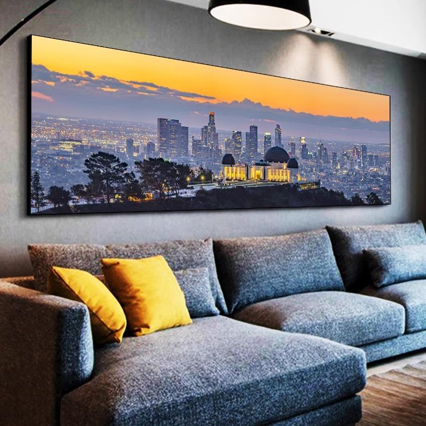 城市夜景风景建筑装饰画客厅横幅沙发背景墙纽约挂画床头画墙画