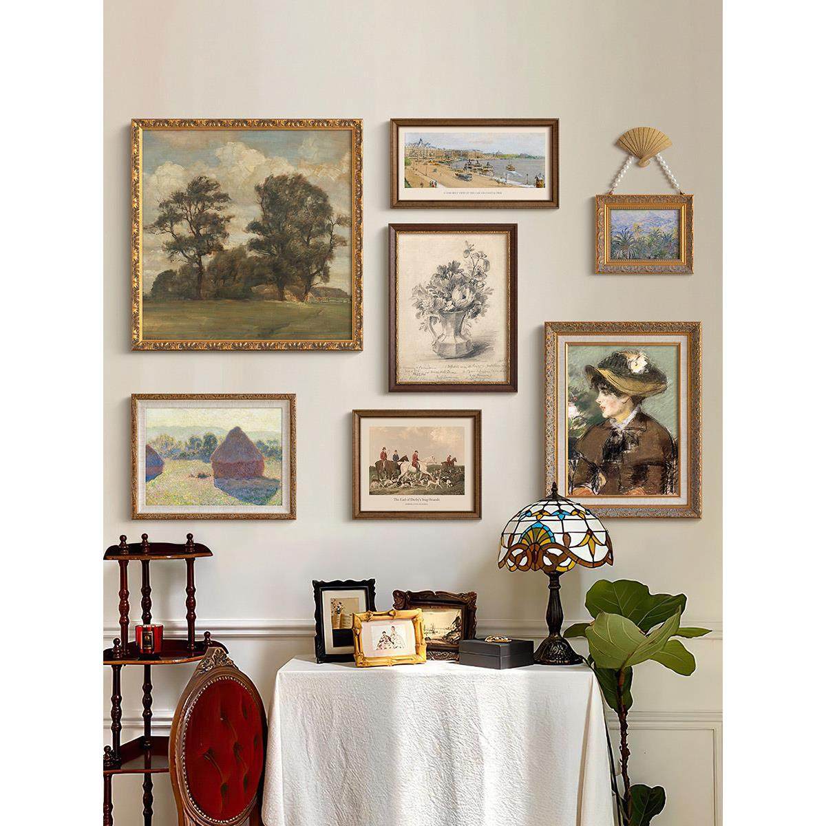 高端法式覆古客厅沙发背景墙装饰画美式古色古香餐厅入口挂画组合,家居饰品,现代装饰画,淘宝优惠券,粉丝福利购,淘宝优惠卷