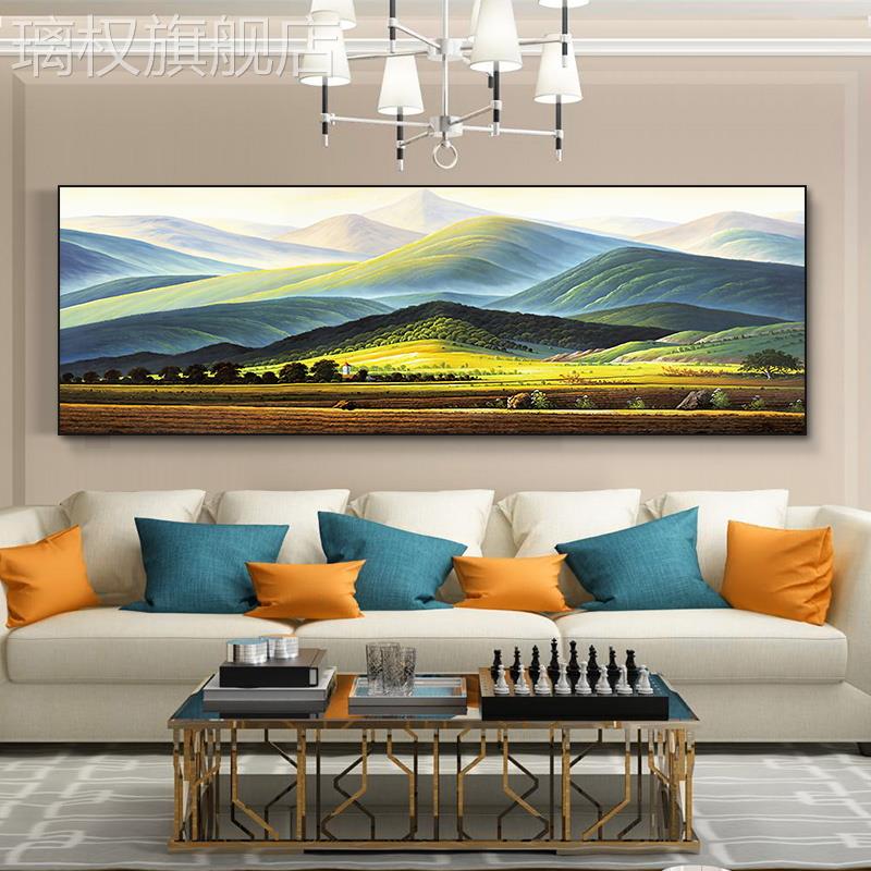 山水画挂画巨人山有山无水画沙发背景墙青山绿水图靠山客厅装饰画
