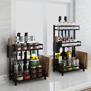 家用不锈钢厨房置物架桌面多层调味料架子收纳灶台筷子筒刀架台面