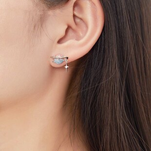 蓝粉渐变星球耳钉2025新款 耳环小众设计感耳 爆款 B甜美少女心个性