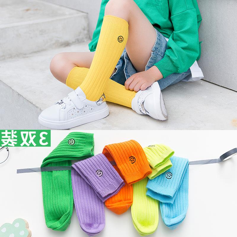 速发2021推推儿童彩色袜子春秋薄款萤光糖果色夏季男女童宝宝妹子