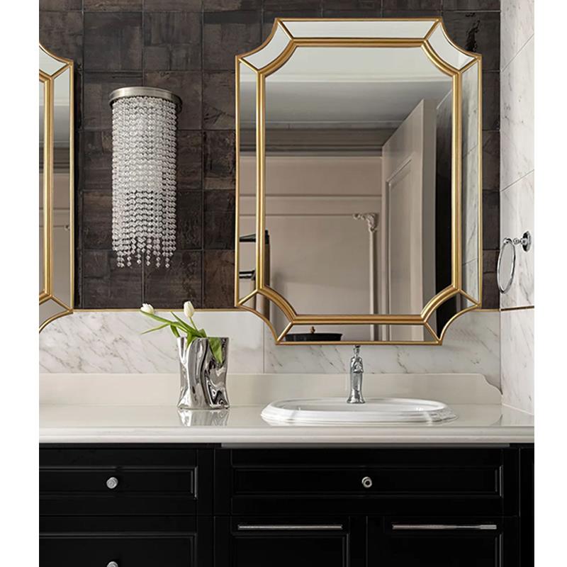 欧式智能卫浴镜子方形防雾浴室镜法式梳妆台化妆镜轻奢家用装饰镜