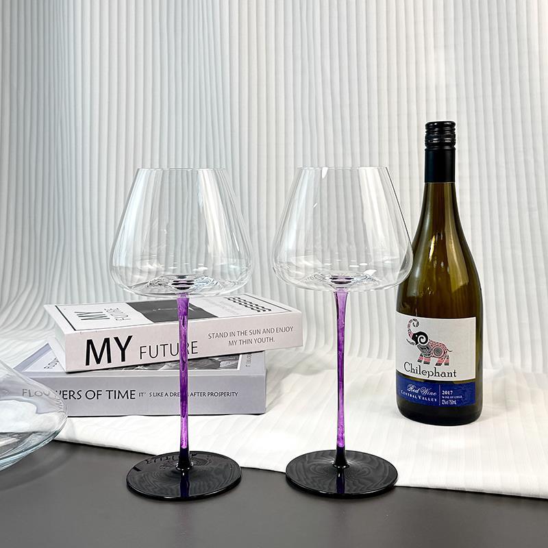 轻奢家用红酒杯套装欧式大肚高级感创意黑领结起泡高脚杯葡萄酒杯