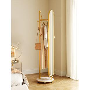 穿衣镜带轮可移动落地镜多功能试衣镜衣帽架镜子挂衣架一体全身镜