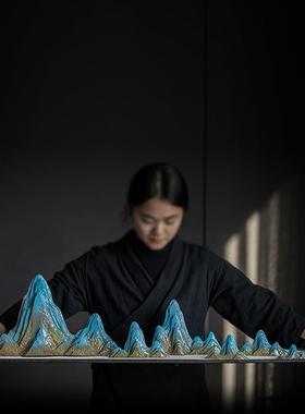 新中式创意沙盘枯山水假山造景禅意摆件会所玄关酒柜鱼缸装饰品