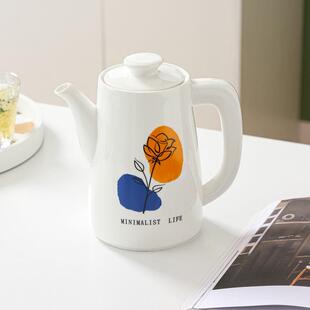 冷水壶凉水瓷器凉水壶耐高温水壶盖陶瓷凉白开水装水家用泡茶茶壶