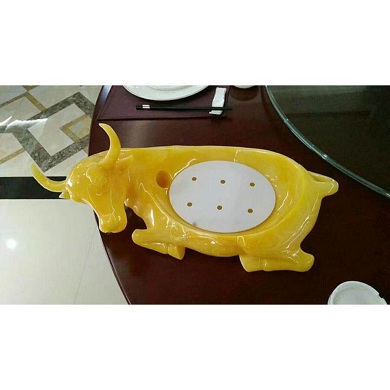 经典树脂牛造型盘火锅涮肉盘牛羊肉盘 刺身盘自助餐凉菜盘刨冰盘