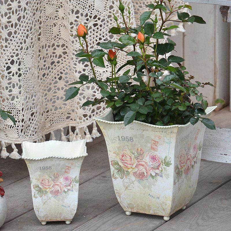 欧式复古铁皮桶花桶异形多肉花盆花器客厅花园庭院花卉装饰套盆,家居饰品,花盆,淘宝优惠券,粉丝福利购,淘宝优惠卷