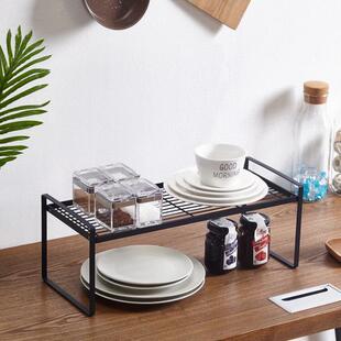 日系厨房铁艺台面分层置物架窄款?具车收纳层架锅架调味罐架置物