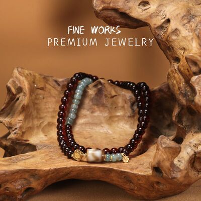 【新年珠宝节】天然A货翡翠血珀三圈手串手链时尚气质KBR0907001