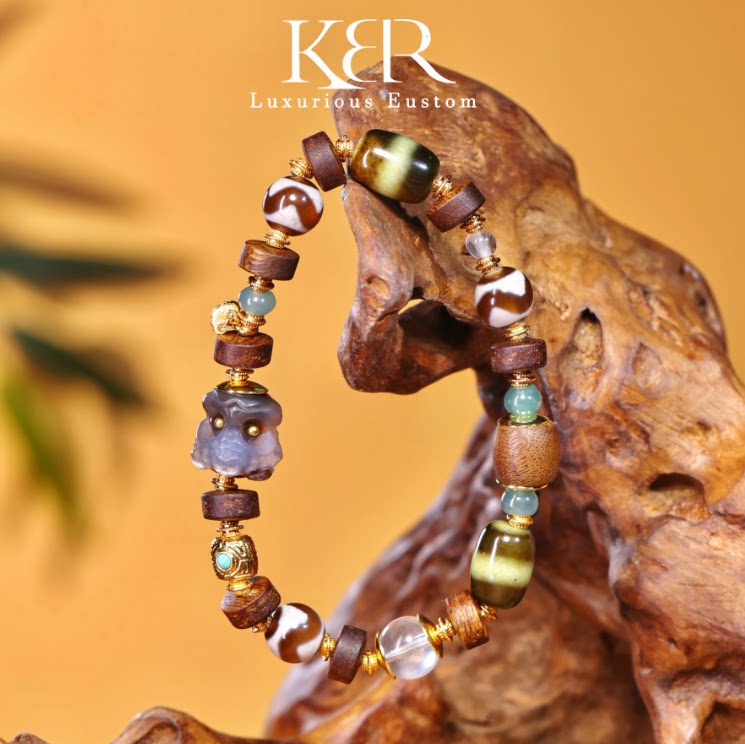 【新年珠宝节】高定设计新款天然A货翡翠沉香手串百搭 KBR0725016