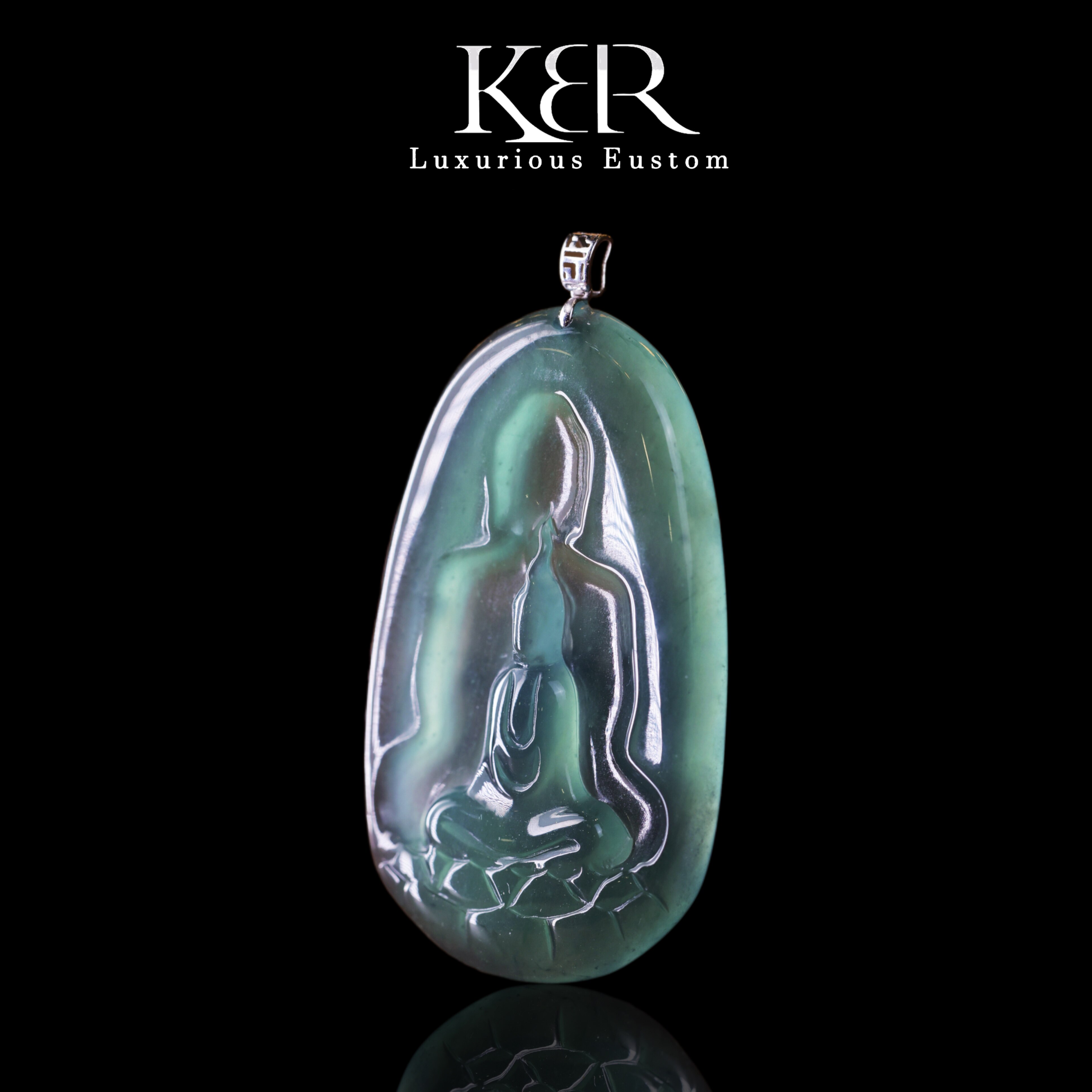 【Tia姐妹团专享】18k金天然A货翡翠雕刻悟道吊坠 KBR0305004