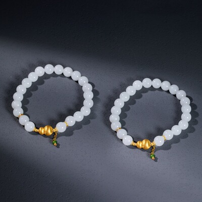 【Tia姐妹团专享】18K金和田玉白玉diy手串8mm JJJY60524030