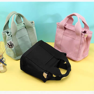 帆布包上班通勤小手提带拉链千层包简约单肩包水桶托特隔层日韩风