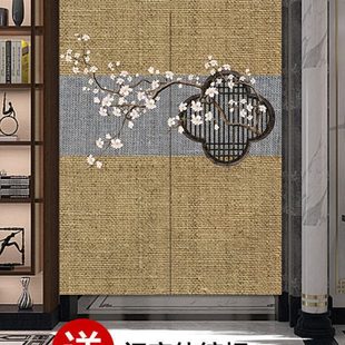 布帘茶室隔断帘 厕所禅意免打孔家用半帘客厅挂帘隐私卧室门帘中式