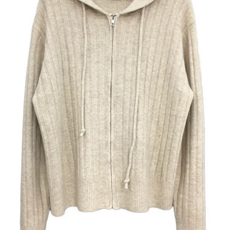 法式拉链连帽毛衣针织开衫外套女2023秋季新款宽松慵懒风外搭上衣