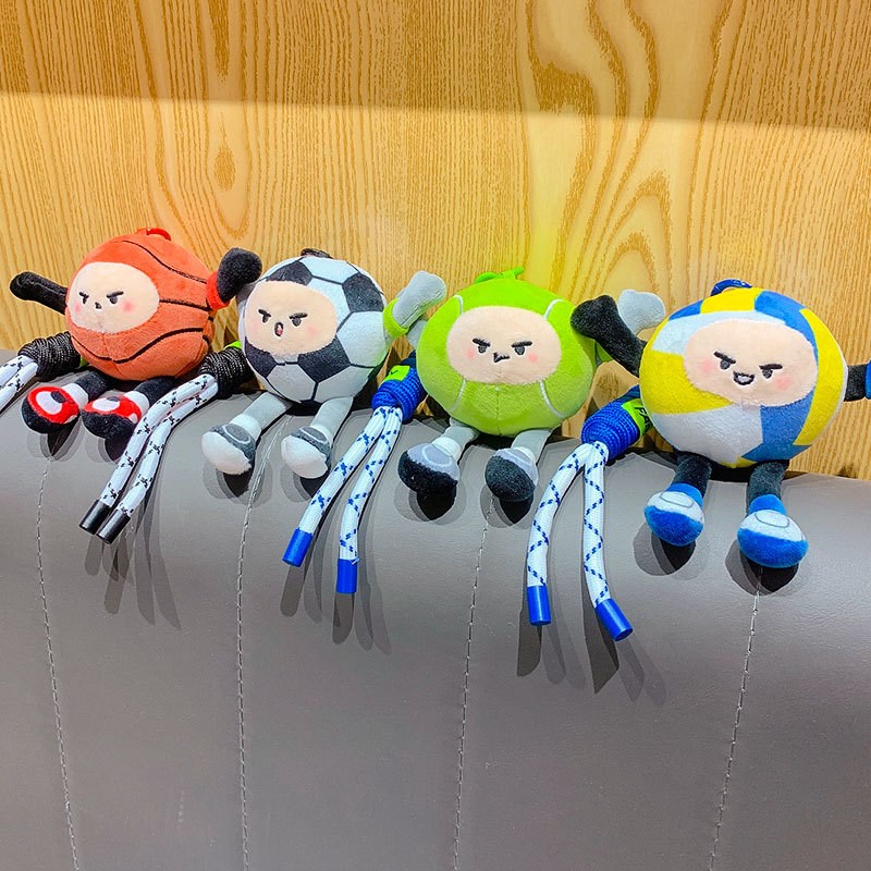 卡通毛绒足球公仔钥匙扣挂件创意汽车包包钥匙链配饰小礼品