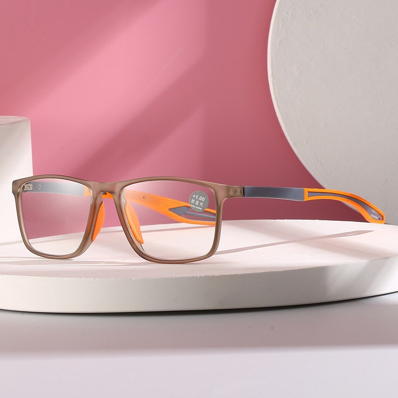 潮流老花镜TR框架运动款舒适脚套超轻花镜年轻款方框拼色老花眼镜