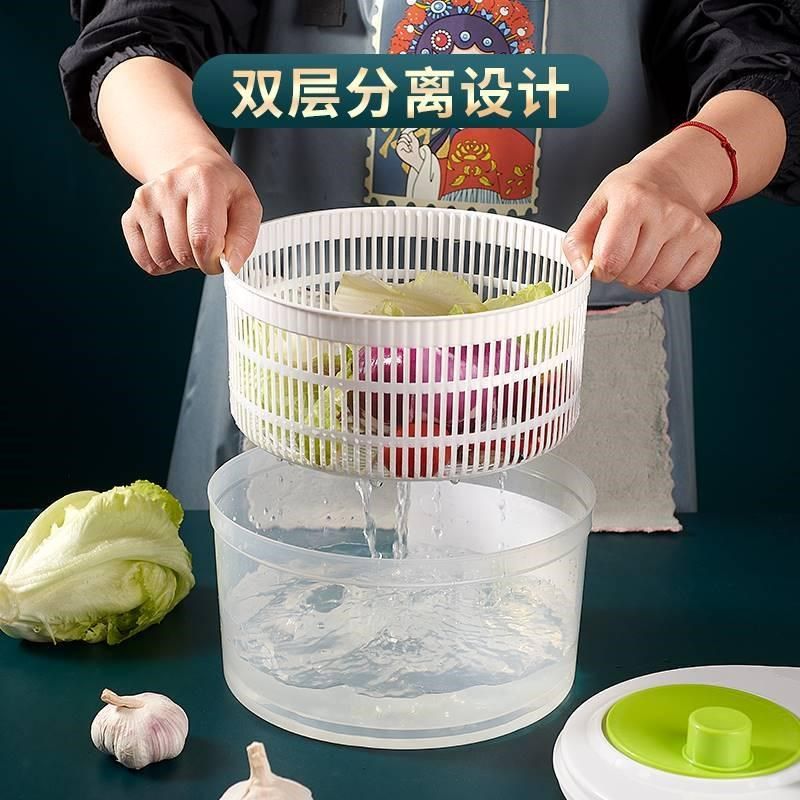 蔬菜甩干机甩菜脱水器家用沙拉洗菜盆厨房蔬果生菜水W果甩水沥水
