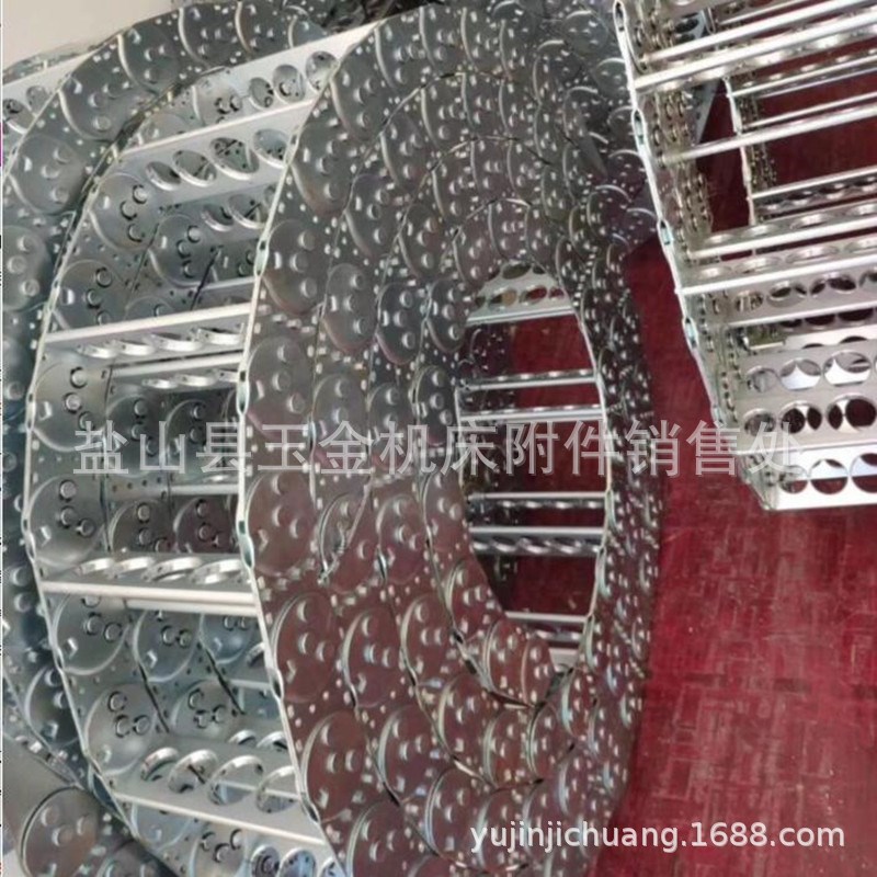 厂家供应机床全封闭钢铝拖链桥式工程钢制拖链移动金属线槽