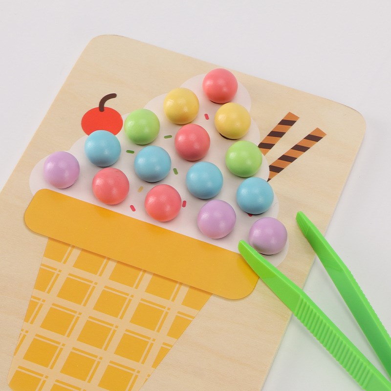 蒙氏颜色认知配对夹珠子游戏玩具幼儿园十格阵加减法运算数感教具