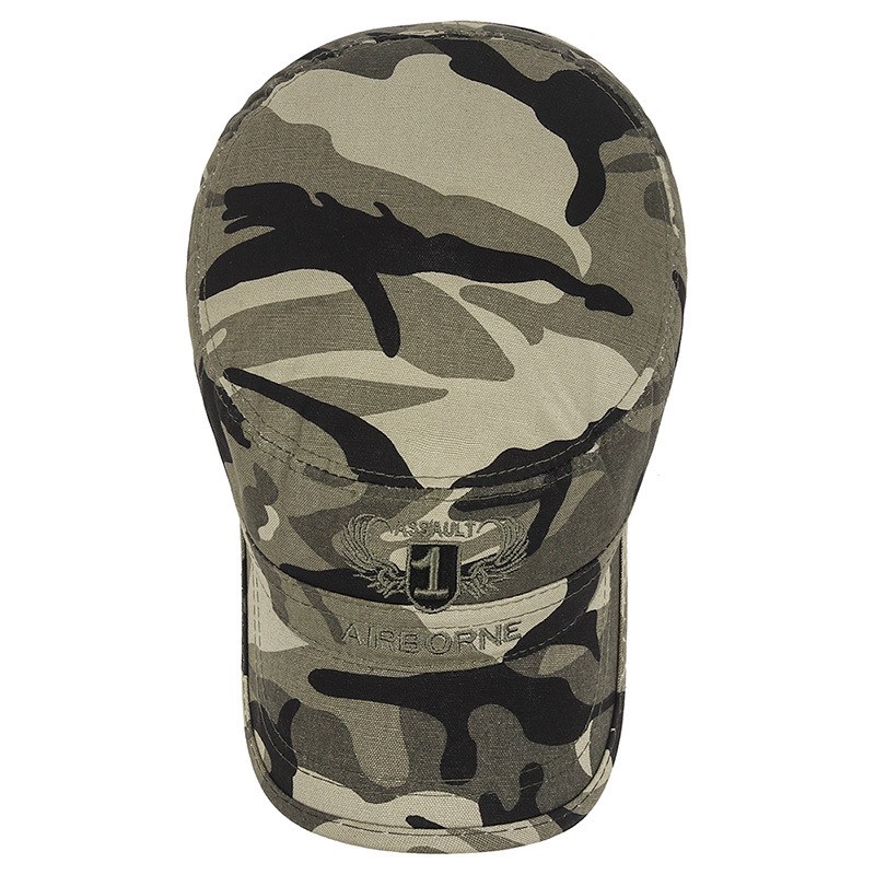 新款春秋四季户外迷彩运动平顶帽男女士休闲遮阳棉质刺绣帽子
