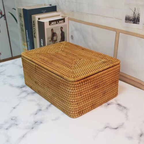 TB308藤编带盖收纳箱 尺寸:3O3*23*13cm
