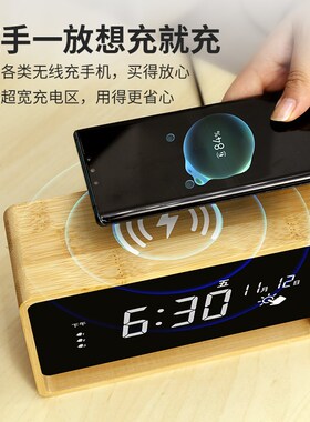 卧室床头闹钟夜灯一体静音夜光学生专用电子时钟桌面摆件台式钟表