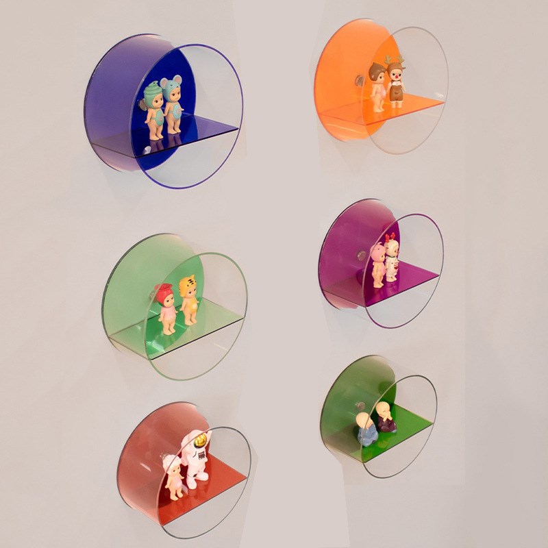 亚克力圆形展示柜鞋店鞋架壁挂上墙置物架服装店手办陈列架饰品架