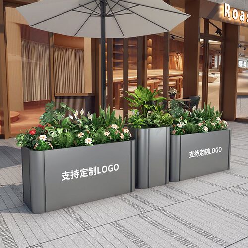 户外铁艺花箱不锈钢外摆围栏可定制店门口长方形成品组合移动花坛