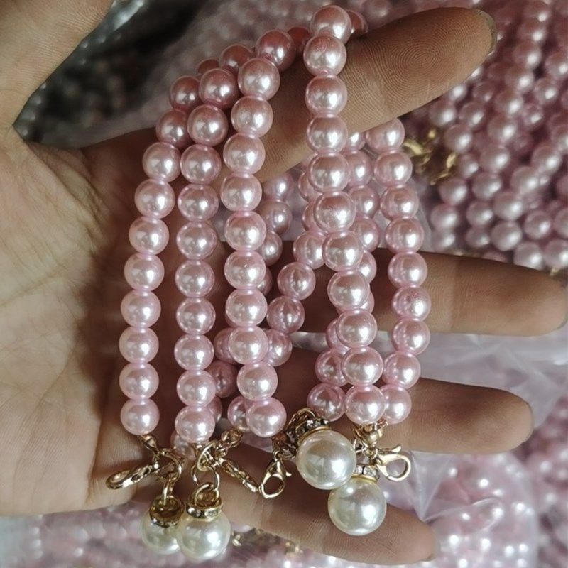 20串配件珍珠链j挂手机包包挂玩偶饰品玻璃仿珍珠手珠链小302扣