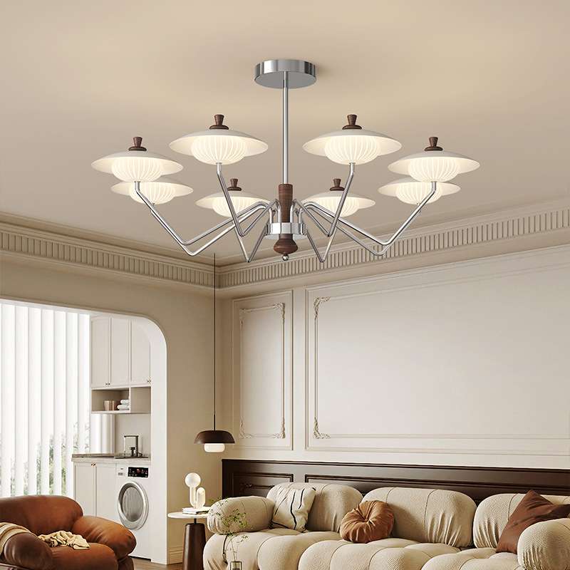 实木吊灯中古客厅吊灯复古设计师主卧室餐厅创意飞碟灯饰铁艺吊灯