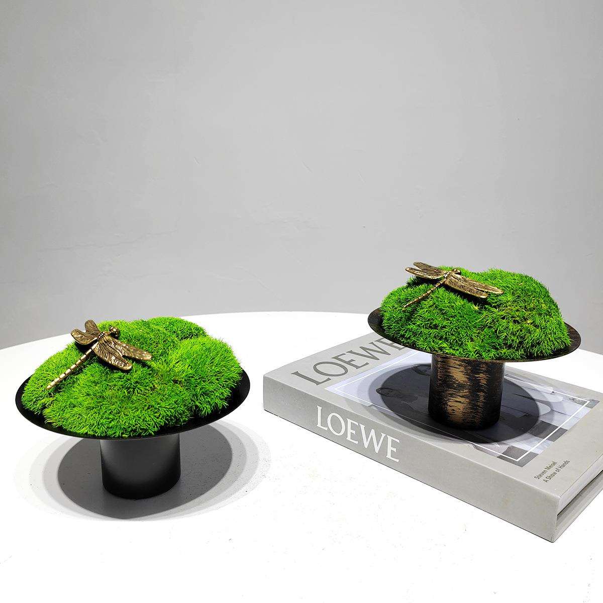 现代中式极简永生青苔藓植物盆景样板房客厅书房桌面摆件花艺盆栽