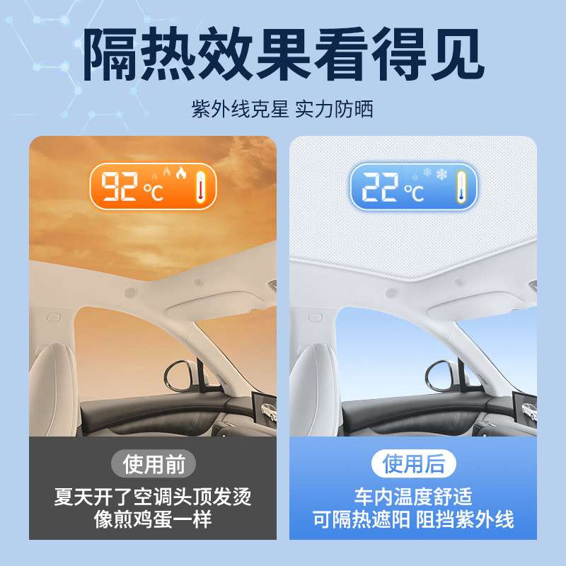 智己LS6LS7L7鹿皮绒静电吸附天窗遮阳帘车窗顶棚防晒遮阳天幕配件