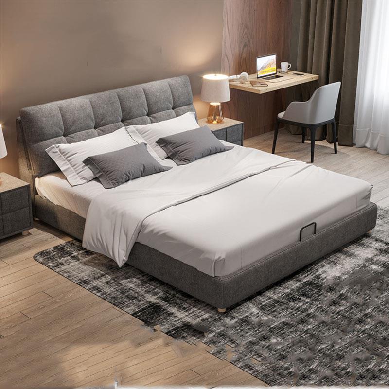 北欧布艺床现代简约小户型可拆洗1.5米婚床1.8储物主卧布艺双人床