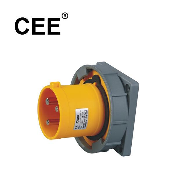 CEE-6332-4/6432-4黄色110-130V 16/32A IP67 工业插头面板式插头