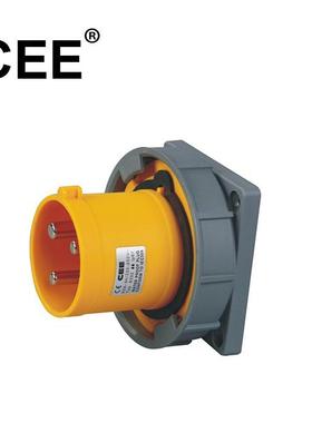 CEE-6332-4/6432-4黄色110-130V 16/32A IP67 工业插头面板式插头