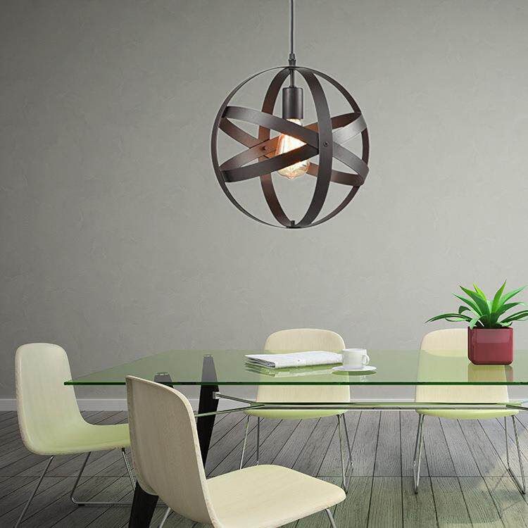 铁艺折叠圆环跨境货源复古工业风个性创意北欧个性地球仪餐厅吊灯