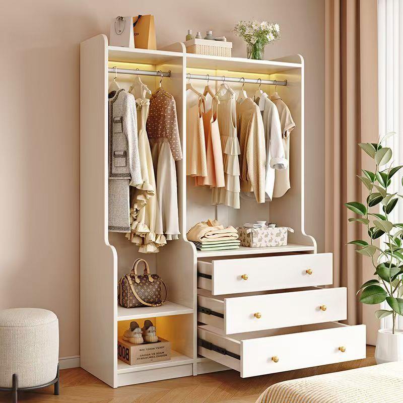 实木斗柜一体靠墙置物架挂衣架卧室收纳衣帽架挂衣架落地式带抽屉