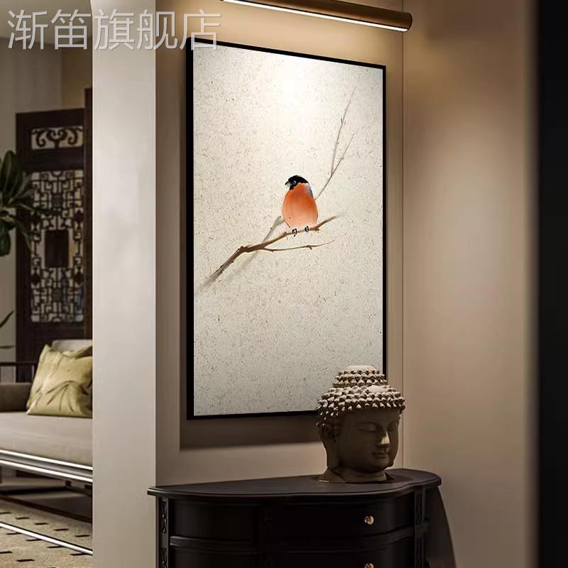 喜上枝头新中式入户玄关装饰画国风动物书房民宿酒店走廊大堂挂画图片