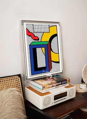 WGallery孟菲斯玩具几何多巴胺装饰画抽象趣味色块包豪斯反装框