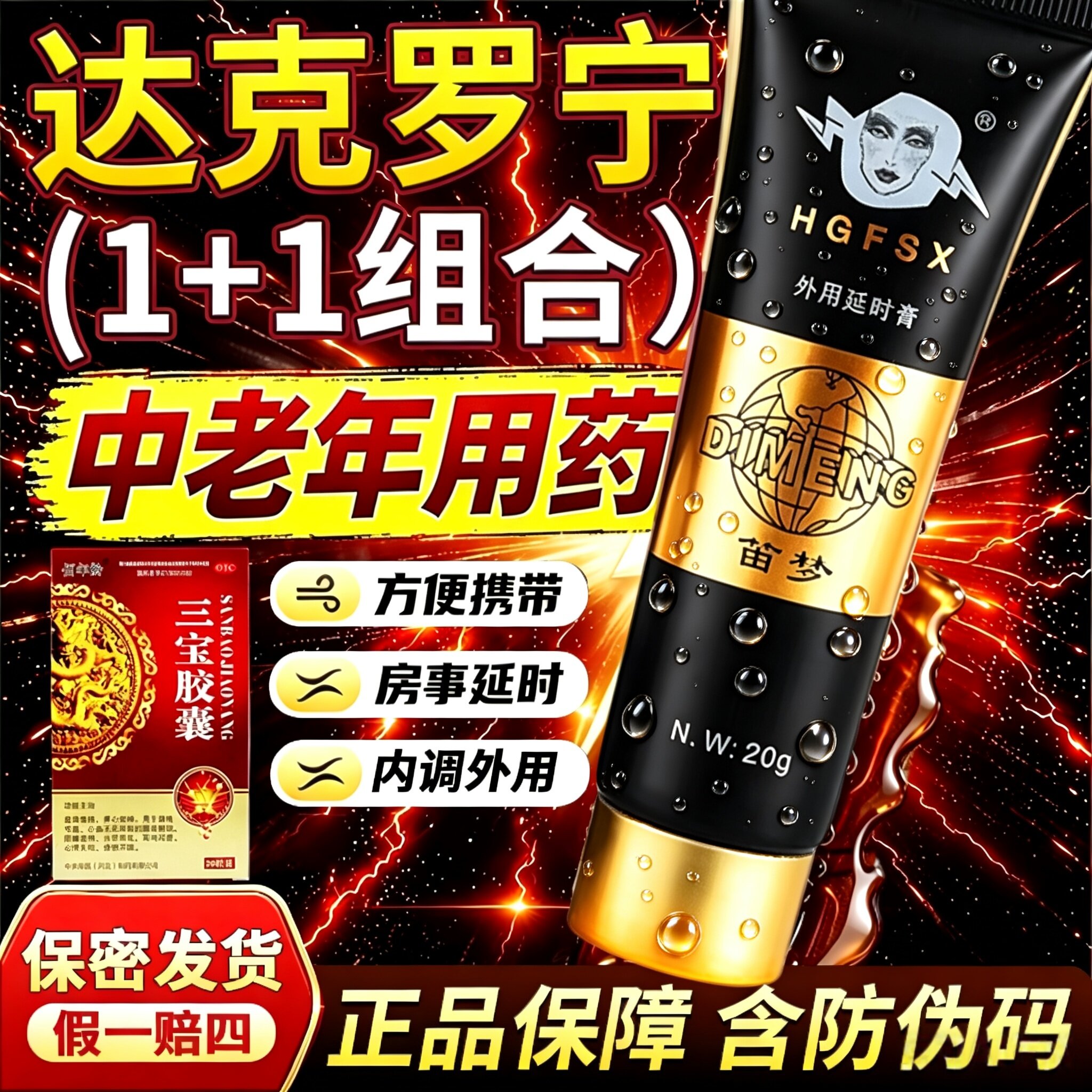 达克罗宁延时软膏凝胶药品笛梦官方旗舰店外用男持久速效延时用药图片