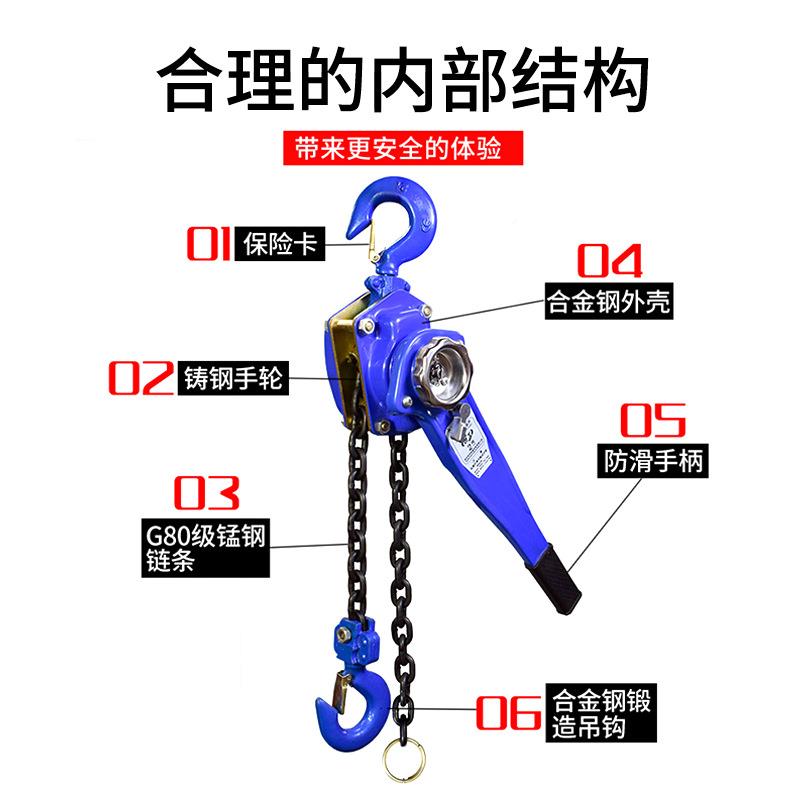 手扳葫芦1吨2吨手摇葫芦.75t1.5t3t06吨VBXt9板手动链条式手葫芦