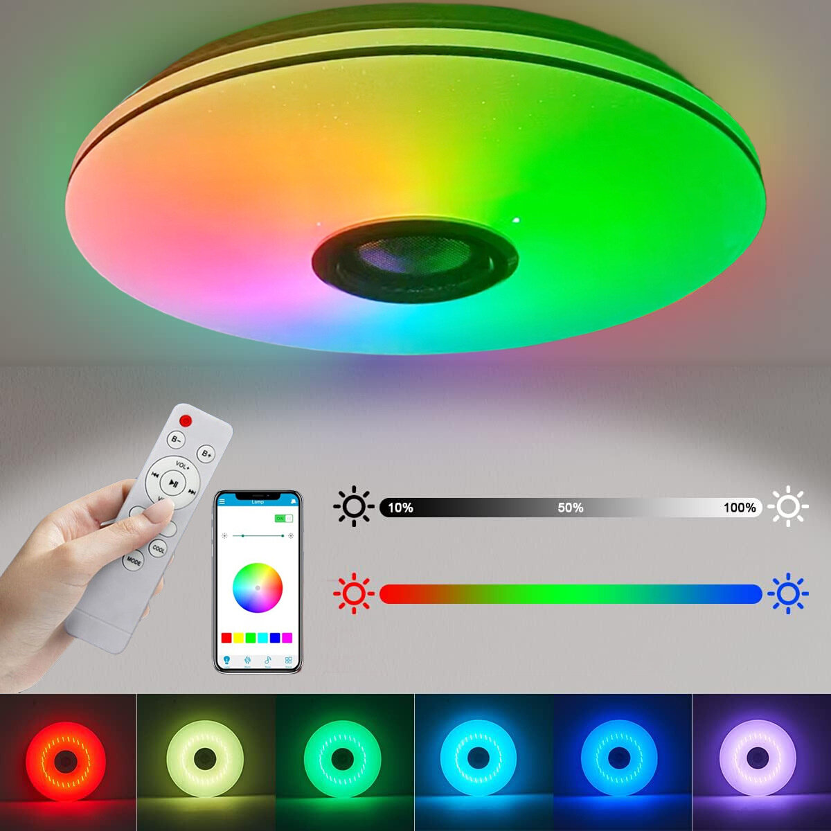 智能蓝牙音乐灯led音乐吸顶灯手机app控制房间灯具卧室外贸灯具