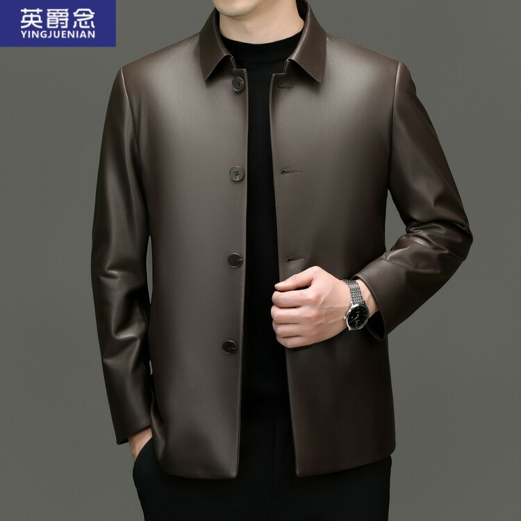 英爵念真皮衣男士中长款风