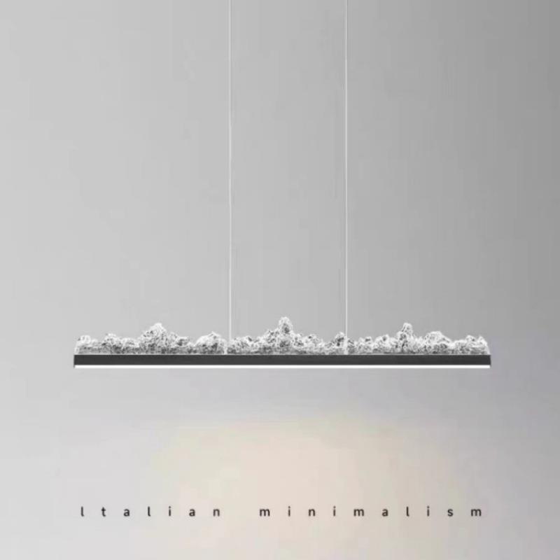 意式极简冰山餐厅灯现代轻奢设计师茶桌饭厅一字长条餐桌岛台吊灯