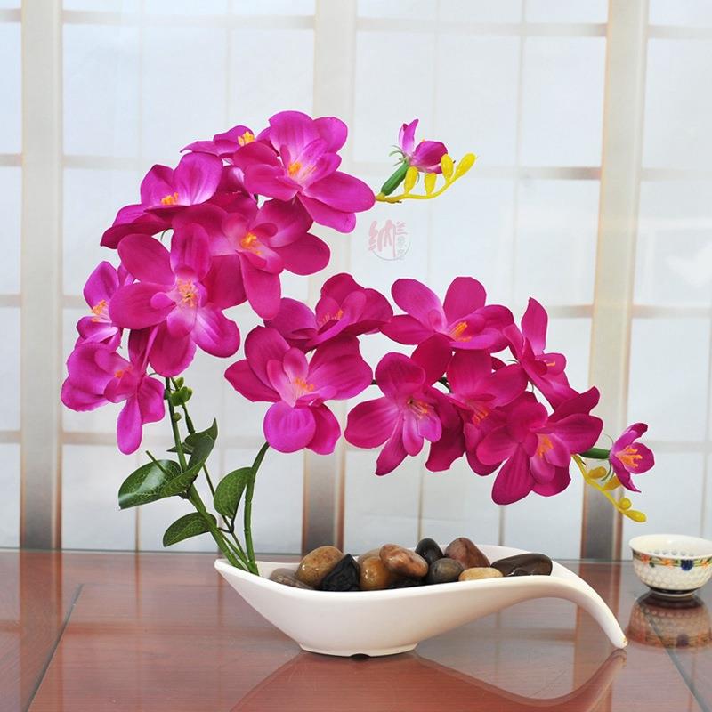 客厅装饰摆件蝴蝶兰花干花塑料花盆栽仿真花假花套装卧室植物盆景