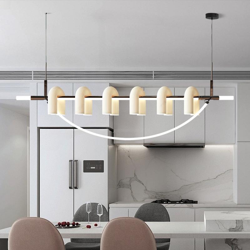 轻法式奶油风简约餐厅吊灯现代设计师客厅岛台茶室吧台长条U型灯