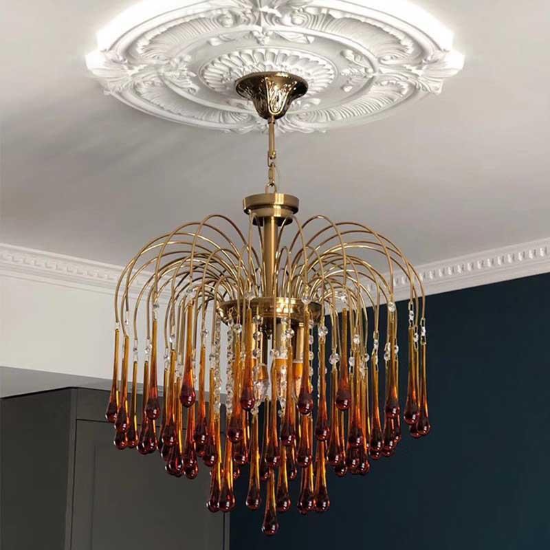 意大利复古水滴法式鼻涕灯轻奢客厅卧室灯餐厅美式吊灯